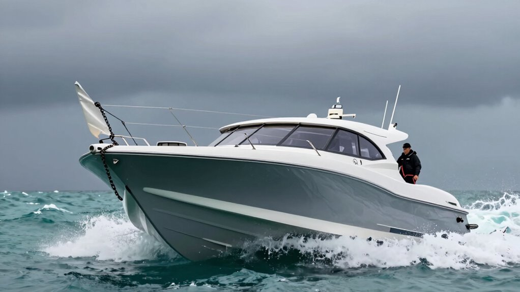 stabilizing powerboat in rough seas