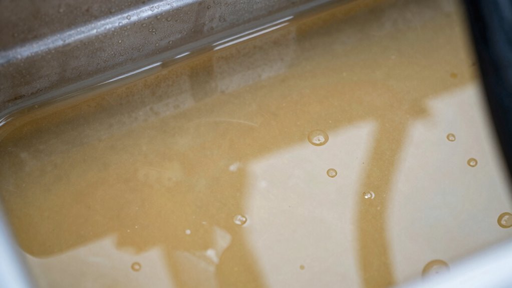 water causes milky slick oil